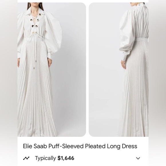 Elie Saab Dresses Elie Saab Nwt Optic White Pleated Maxi Dress